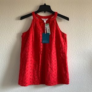 Nehaly Embroidered Halter Top in Red